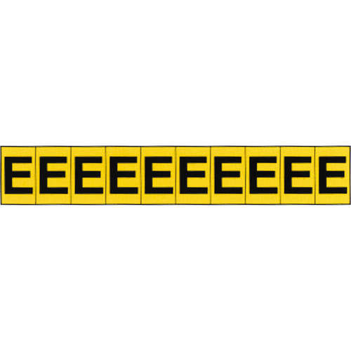 Rep&egrave;res adh&eacute;sifs &agrave; lettres individuelles, E, 1" h, Noir sur jaune Les Distributions ICE
