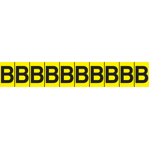 Rep&egrave;res adh&eacute;sifs &agrave; lettres individuelles, E, 1" h, Noir sur jaune Les Distributions ICE