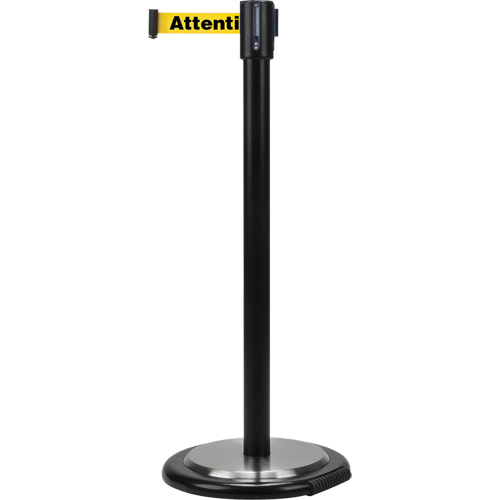 Free-Standing Crowd Control Barrier, Steel, 35" H, Yellow Tape, 7' Tape Length Les Distributions ICE
