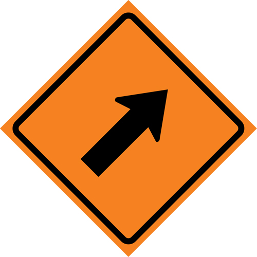 Right Diagonal Arrow Roll-Up Traffic Sign, 29-1/2" x 29-1/2", Vinyl, Pictogram Les Distributions ICE