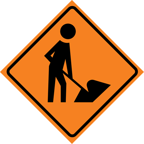 Men at Work Roll-Up Traffic Sign, 36" x 36", Vinyl, Pictogram Les Distributions ICE