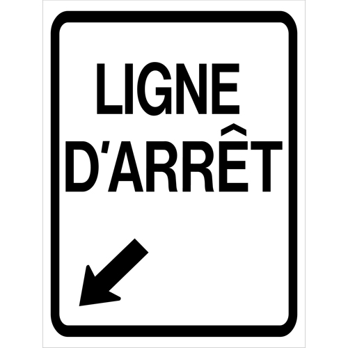 "Ligne d'Arr&ecirc;t" Roll-Up Traffic Sign, 23-3/5" x 29-1/2", Vinyl, French with Pictogram Les Distributions ICE