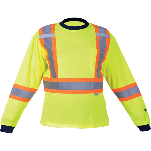 Chemise de s&eacute;curit&eacute; &agrave; manches longues, Polyester, Moyen, Jaune lime haute visibilit&eacute; Les Distributions ICE