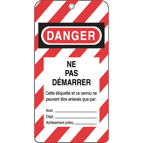 Lockout Tags, Plastic, 3" W x 5-3/4" H, French Les Distributions ICE