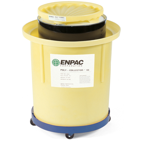 Poly-Collector 66 with Steel Drum, 32.5" dia. x 42" H, 70 US gal. Spill Cap. Les Distributions ICE