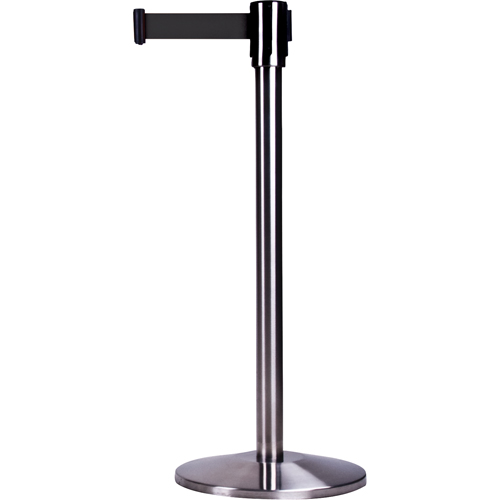 Free-Standing Crowd Control Barrier, Steel, 35" H, Black Tape, 7' Tape Length Les Distributions ICE