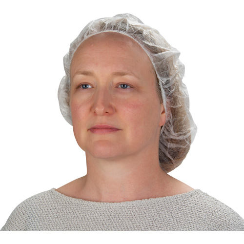 Bonnets bouffants non tiss&eacute;s, Polypropyl&egrave;ne, 21"/Grand, Blanc Les Distributions ICE