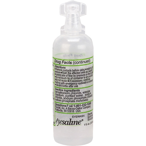 Saline Eyewash Bottles, Full Bottle, 1 oz. Les Distributions ICE