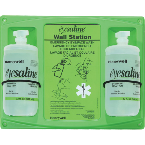 Support mural pour solution saline de douche oculaire, Double Les Distributions ICE