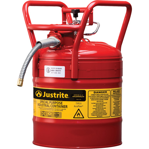 D.O.T. AccuFlow Safety Cans, Type II, Steel, 5 US gal., Red, FM Approved Les Distributions ICE