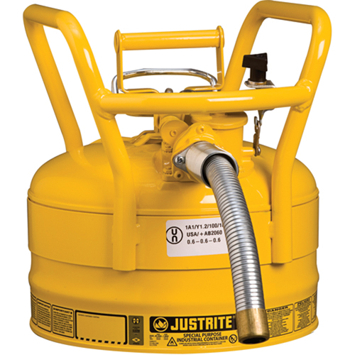 Bidons s&eacute;curitaires D.O.T. de AccuFlow, Type II, Acier, 2,5 gal. US, Jaune, Homologu&eacute; FM Les Distributions ICE