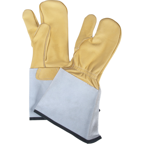 3-Finger Gloves, Medium, Grain Cowhide Palm Les Distributions ICE