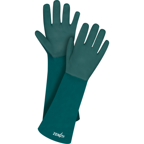Double Dipped Green Gloves, 18" L, PVC, Cotton Jersey Inner Lining, 70-mil Les Distributions ICE