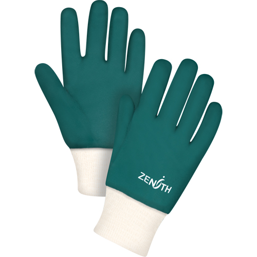 Double Dipped Green Gloves, 10" L, PVC, Cotton Jersey Inner Lining, 70-mil Les Distributions ICE