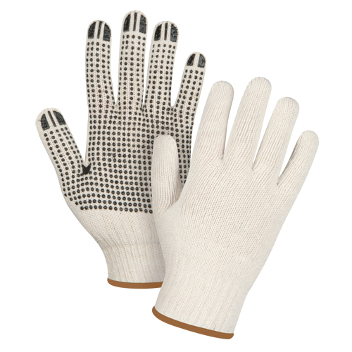 Heavyweight Dotted String Knit Gloves, Poly/Cotton, Single Sided, 7 Gauge, Large Les Distributions ICE