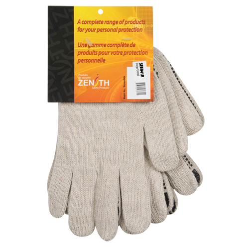 Heavyweight Dotted String Knit Gloves, Poly/Cotton, Single Sided, 7 Gauge, Large Les Distributions ICE