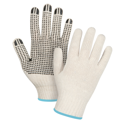 Heavyweight Dotted String Knit Gloves, Poly/Cotton, Single Sided, 7 Gauge, X-Large Les Distributions ICE