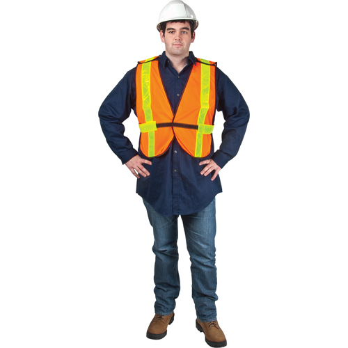 Standard-Duty Safety Vest, High Visibility Orange, Large, Polyester Les Distributions ICE