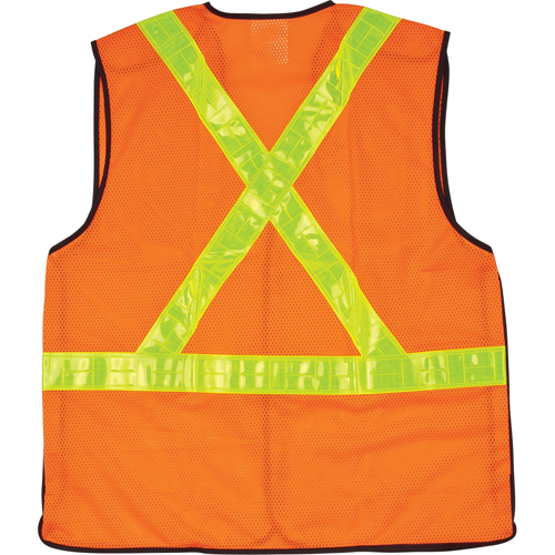 5-Point Tear-Away Traffic Safety Vest, High Visibility Orange, Medium, Polyester Les Distributions ICE
