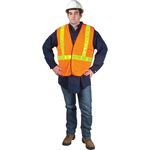 5-Point Tear-Away Traffic Safety Vest, High Visibility Orange, Medium, Polyester Les Distributions ICE