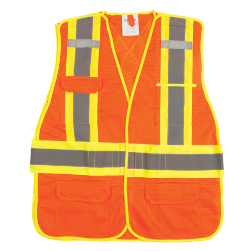 CSA Compliant High Visibility Surveyor Vest, High Visibility Orange, Medium, Polyester Les Distributions ICE