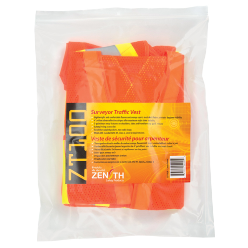 Surveyor's Safety Vest, High Visibility Orange, Large, Polyester Les Distributions ICE