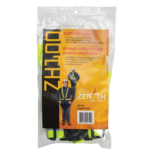 Harnais de s&eacute;curit&eacute; d'usage standard, Jaune lime haute visibilit&eacute;, Couleur r&eacute;fl&eacute;chissante Argent, T-Grand Les Distributions ICE