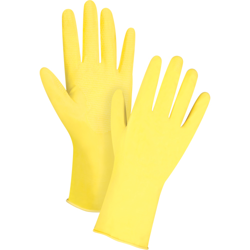 Premium Canary Yellow Chemical-Resistant Gloves, Size X-Large/10, 12" L, Rubber Latex, Flock-Lined Inner Lining, 15-mil Les Distributions ICE