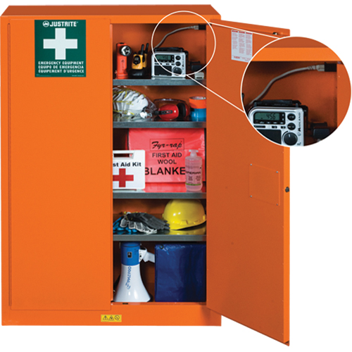 Armoires de rangement pour pr&eacute;paration aux situations d'urgence, Acier, 4 Tablettes, 65" h x 43" la x 18" P, Orange Les Distributions ICE