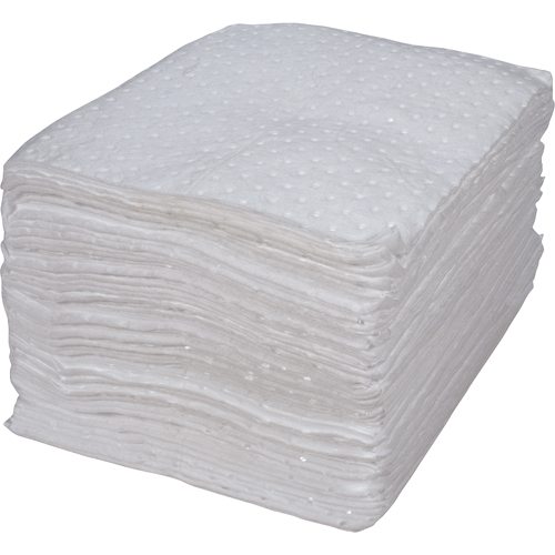 Feuilles absorbantes li&eacute;es de premi&egrave;re qualit&eacute;, Huile seulement, 15" x 17", 25 gal. d'absorption Les Distributions ICE