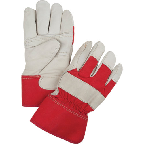 Gants d'ajusteur rouge & blanc doubl&eacute;s pour l'hiver, Grand, Paume en Cuir fleur de vache, Doublure en Boa Les Distributions ICE