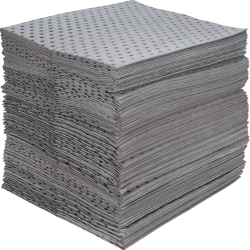 Feuilles absorbantes en fibres fines de calibre industriel, Universel, 15" x 17", 40 gal. d'absorption Les Distributions ICE