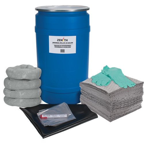 Trousse de lutte contre les d&eacute;versements pour &eacute;tabli, Universel, Baril, Absorbance de 30 gal. US Les Distributions ICE