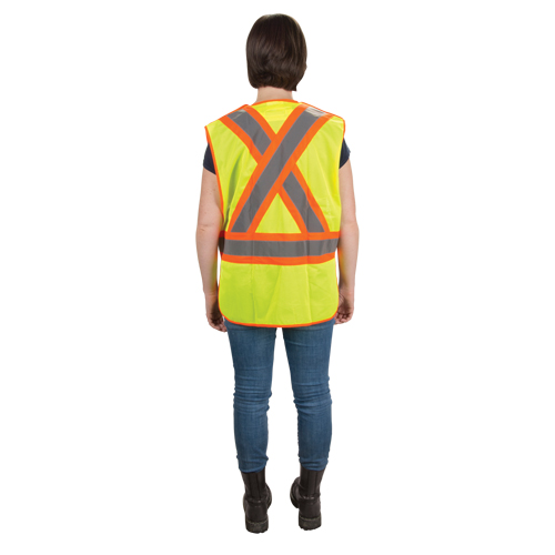 Veste d'arpenteur haute visibilit&eacute;, conforme &agrave; la CSA, Jaune lime haute visibilit&eacute;, Moyen, Polyester Les Distributions ICE