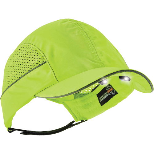 Skullerz&reg; 8960 Long Brim Bump Cap with LED Lighting, High Visibility Lime Green Les Distributions ICE