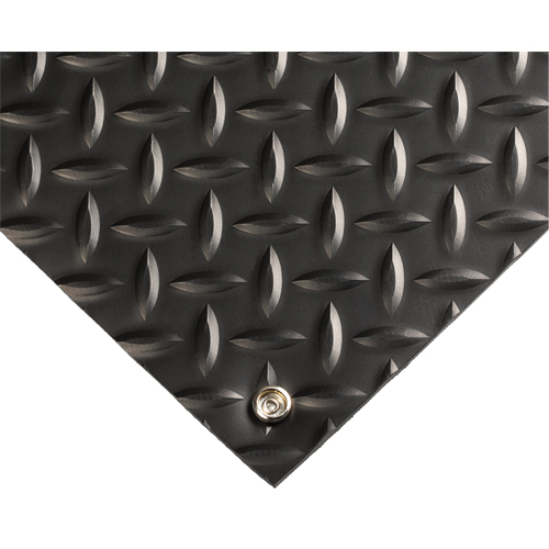 Tapis conducteur d'&eacute;lectricit&eacute; no 785, 3' la x 10' lo x 5/32" &eacute;p, PVC, Losange, Noir Les Distributions ICE