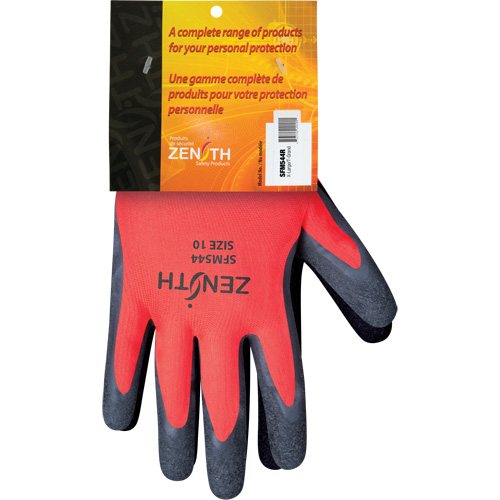 Gants enduits de latex de caoutchouc naturel, 10, R&ecirc;vetement Latex de caoutchouc, Calibre 13, Enveloppe en Polyester Les Distributions ICE