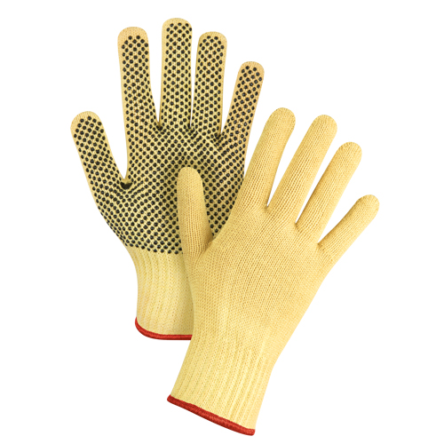Gants tricot&eacute;s sans couture &agrave; pois, Taille Petit/7, Calibre 7, Rev&ecirc;tement PVC, Enveloppe en Kevlar, ASTM ANSI niveau A2/EN 388 niveau 3 Les Distributions ICE