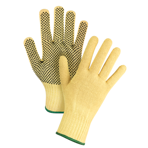 Gants tricot&eacute;s sans couture &agrave; pois, Taille Moyen/8, Calibre 7, Rev&ecirc;tement PVC, Enveloppe en Kevlar, ASTM ANSI niveau A2/EN 388 niveau 3 Les Distributions ICE