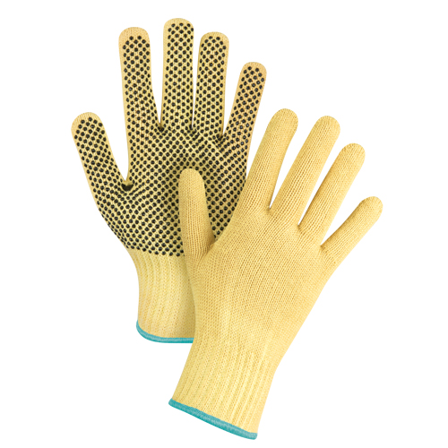 Gants tricot&eacute;s sans couture &agrave; pois, Taille T-Grand/10, Calibre 7, Rev&ecirc;tement PVC, Enveloppe en Kevlar, ASTM ANSI niveau A2/EN 388 niveau 3 Les Distributions ICE