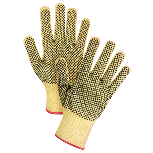 Gants tricot&eacute;s deux c&ocirc;t&eacute;s, sans couture, &agrave; pois, Taille Petit/7, Calibre 7, Rev&ecirc;tement PVC, Enveloppe en Kevlar, ASTM ANSI niveau A2/EN 388 niveau 3 Les Distributions ICE