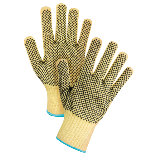 Gants tricot&eacute;s deux c&ocirc;t&eacute;s, sans couture, &agrave; pois, Taille T-Grand/10, Calibre 7, Rev&ecirc;tement PVC, Enveloppe en Kevlar, ASTM ANSI niveau A2/EN 388 niveau 3 Les Distributions ICE