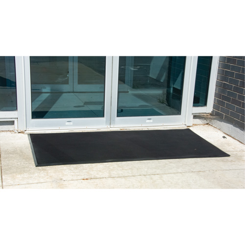 Tapis d'entr&eacute;e ext&eacute;rieure, Caoutchouc, Grattoir Type, Motif Textur&eacute;, 2' x 2-2/3', Noir Les Distributions ICE