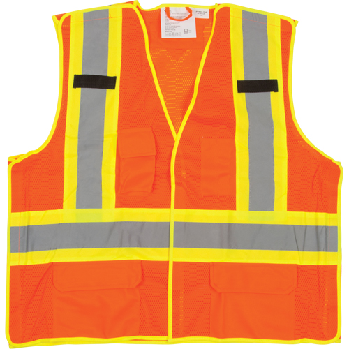5-Point Tear-Away Premium Safety Vest , High Visibility Orange, Large/X-Large, Polyester Les Distributions ICE