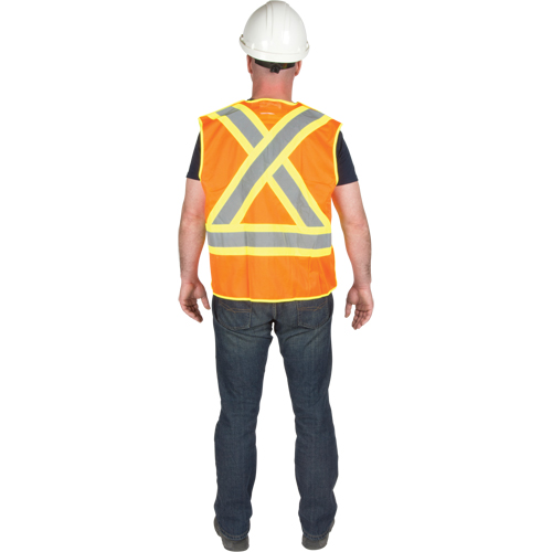 5-Point Tear-Away Premium Safety Vest , High Visibility Orange, Large/X-Large, Polyester Les Distributions ICE