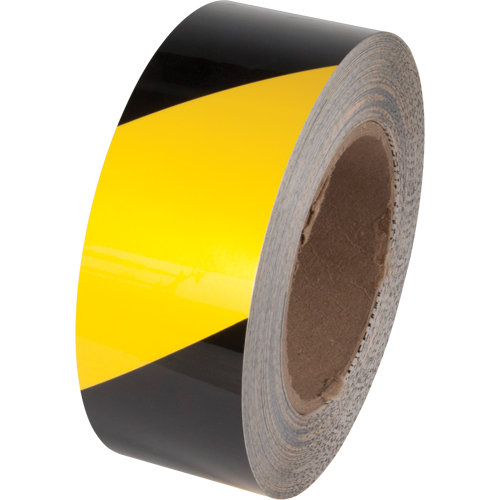 Ruban de marquage pour plancher Tuff Mark, 4" x 100', Polyester, Noir et jaune Les Distributions ICE