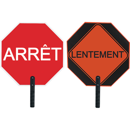 Double-Sided "Arr&ecirc;t/Lentement" Traffic Control Sign Les Distributions ICE