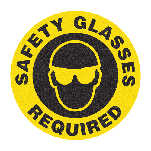"Safety Glasses" Floor Sign, Adhesive, English with Pictogram Les Distributions ICE