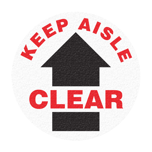 Panneau de signalisation au sol  Keep Aisle Clear , Adh&eacute;sif, Anglais avec pictogramme Les Distributions ICE