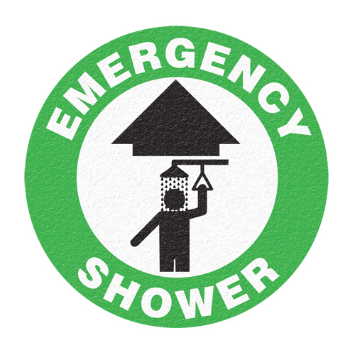 "Emergency Shower" Floor Sign, Adhesive, English with Pictogram Les Distributions ICE